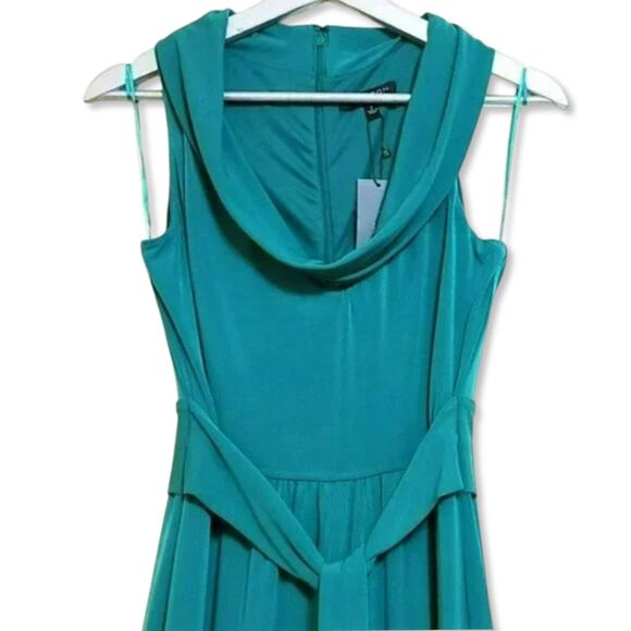 NWT Halston Heritage Women's Draped Cowl Neck Front Slit  Gown Maxi Dress - Picture 6 of 8